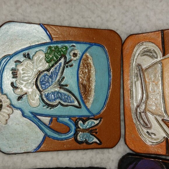 Leather Coasters - 4" square with rounded corners - Picture 3 of 4